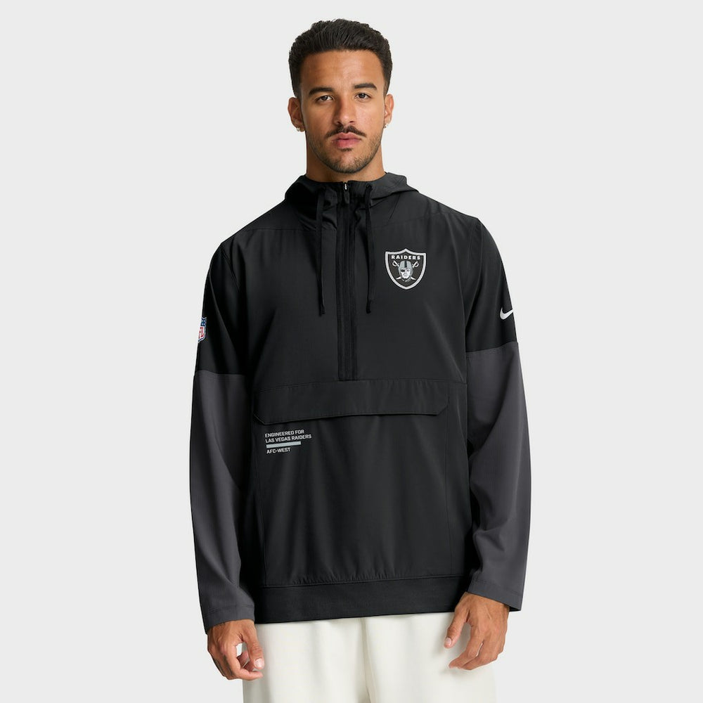 Las Vegas Raiders Sideline Anorak Half-Zip Hoodie Jacket - Black on sale