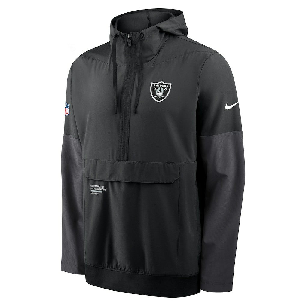 Las Vegas Raiders Sideline Anorak Half-Zip Hoodie Jacket - Black on sale