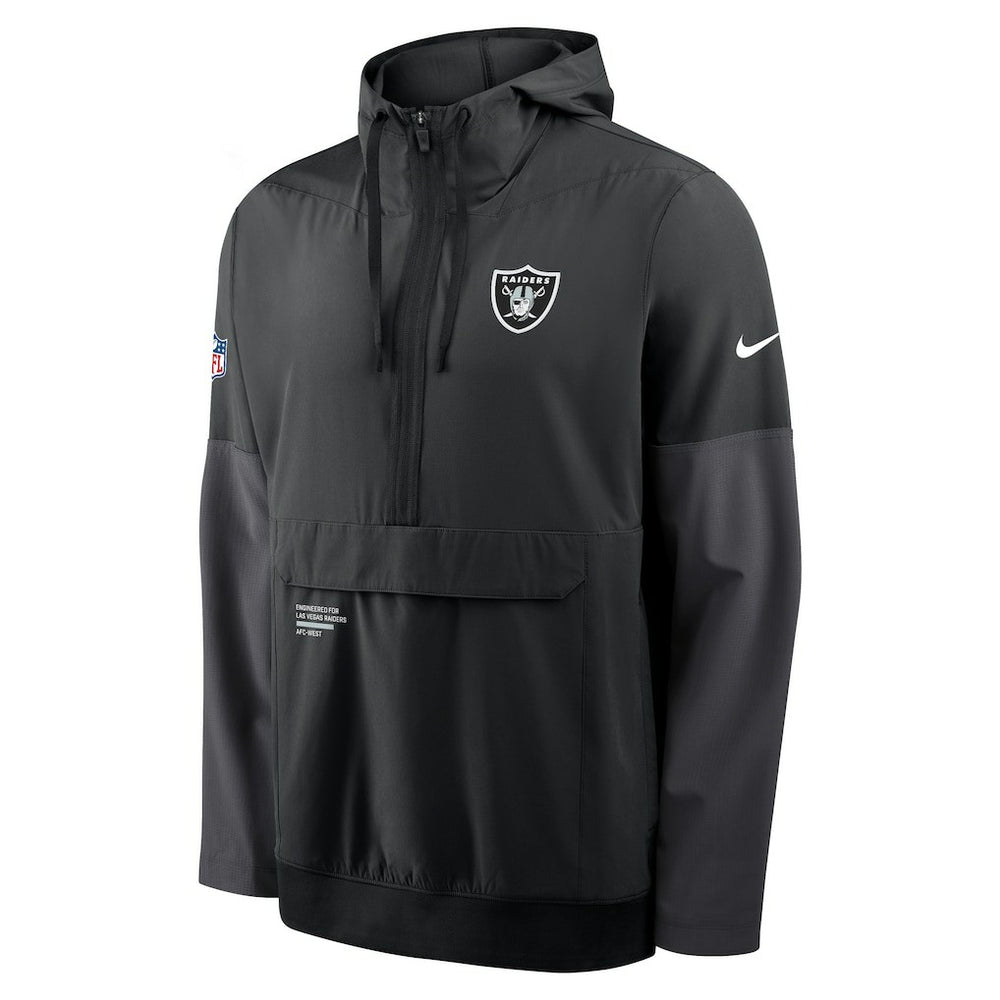 Las Vegas Raiders Sideline Anorak Half-Zip Hoodie Jacket - Black on sale