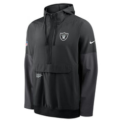 Las Vegas Raiders Sideline Anorak Half-Zip Hoodie Jacket - Black on sale
