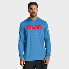Tennessee Titans Sideline Oilers Throwback Dri-FIT Long Sleeve Hoodie T-Shirt - Light Blue for sale