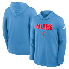 Tennessee Titans Sideline Oilers Throwback Dri-FIT Long Sleeve Hoodie T-Shirt - Light Blue for sale