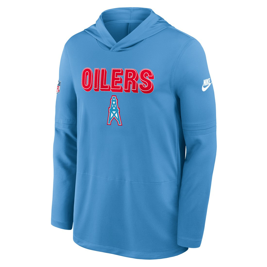 Tennessee Titans Sideline Oilers Throwback Dri-FIT Long Sleeve Hoodie T-Shirt - Light Blue for sale