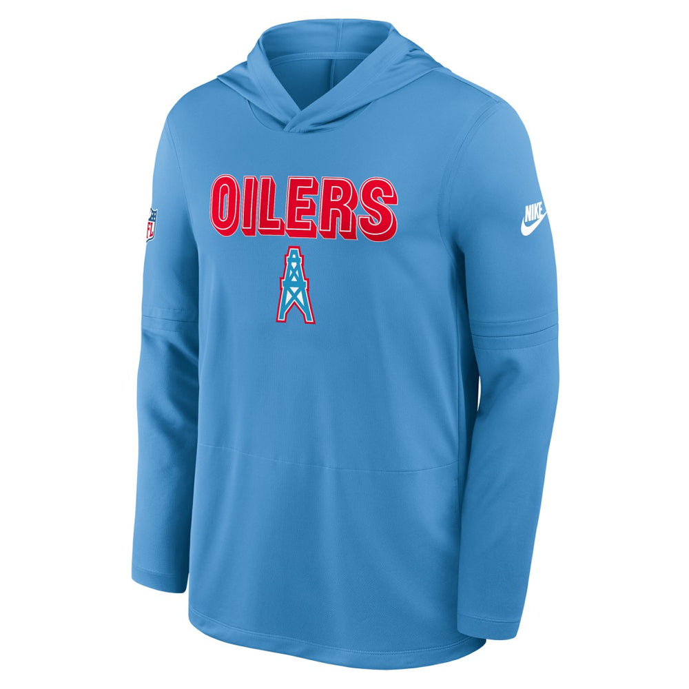 Tennessee Titans Sideline Oilers Throwback Dri-FIT Long Sleeve Hoodie T-Shirt - Light Blue for sale