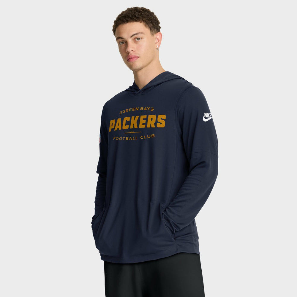 Green Bay Packers The 1923 Classic Pass Accuracy Dri-FIT Long Sleeve Hoodie T-Shirt - Navy for sale