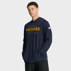 Green Bay Packers The 1923 Classic Pass Accuracy Dri-FIT Long Sleeve Hoodie T-Shirt - Navy for sale