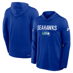 Seattle Seahawks Sideline Pass Accuracy Dri-FIT Long Sleeve Hoodie T-Shirt - Royal cheap