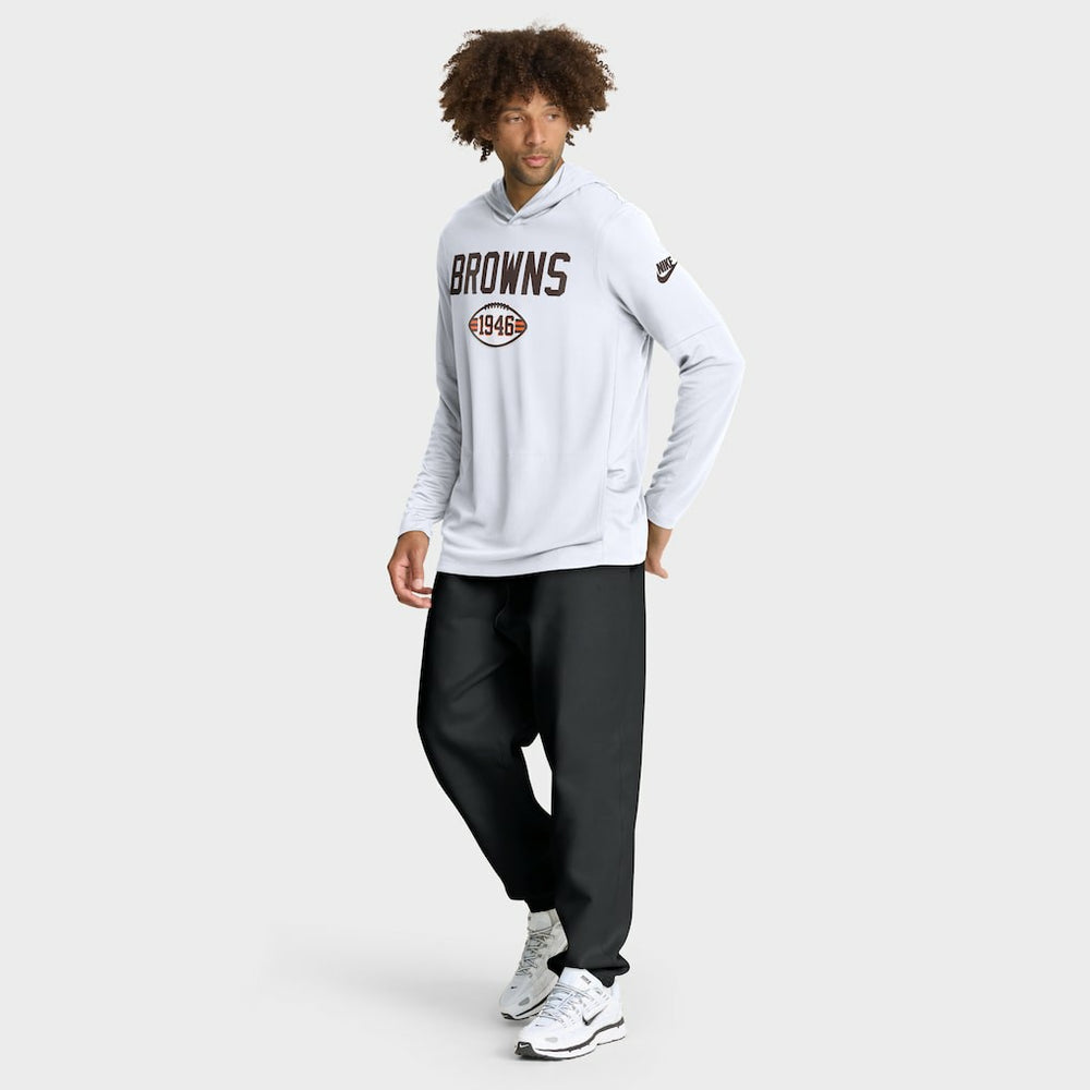 Cleveland Browns Sideline Pass Accuracy Dri-FIT Long Sleeve Hoodie T-Shirt - White online