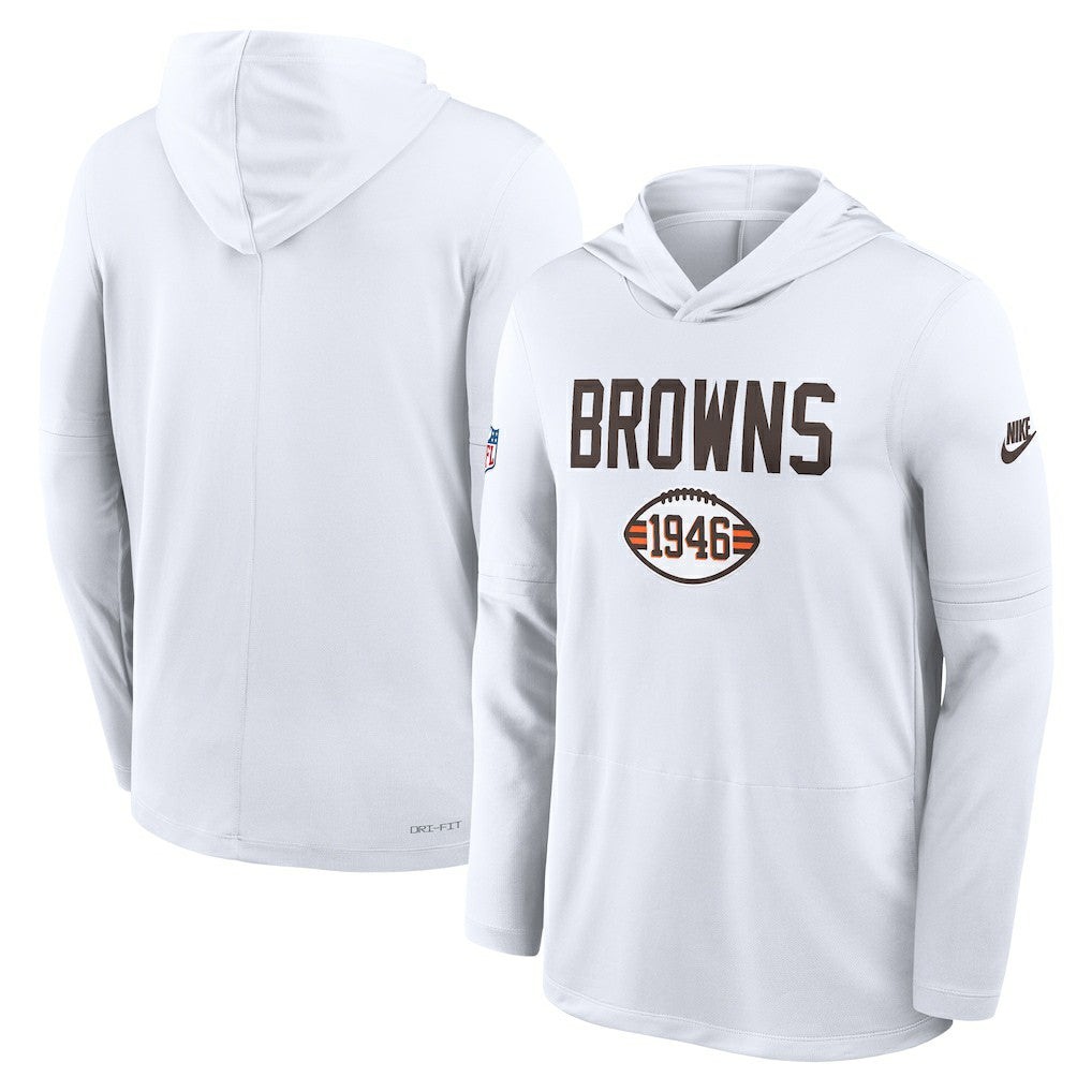 Cleveland Browns Sideline Pass Accuracy Dri-FIT Long Sleeve Hoodie T-Shirt - White online