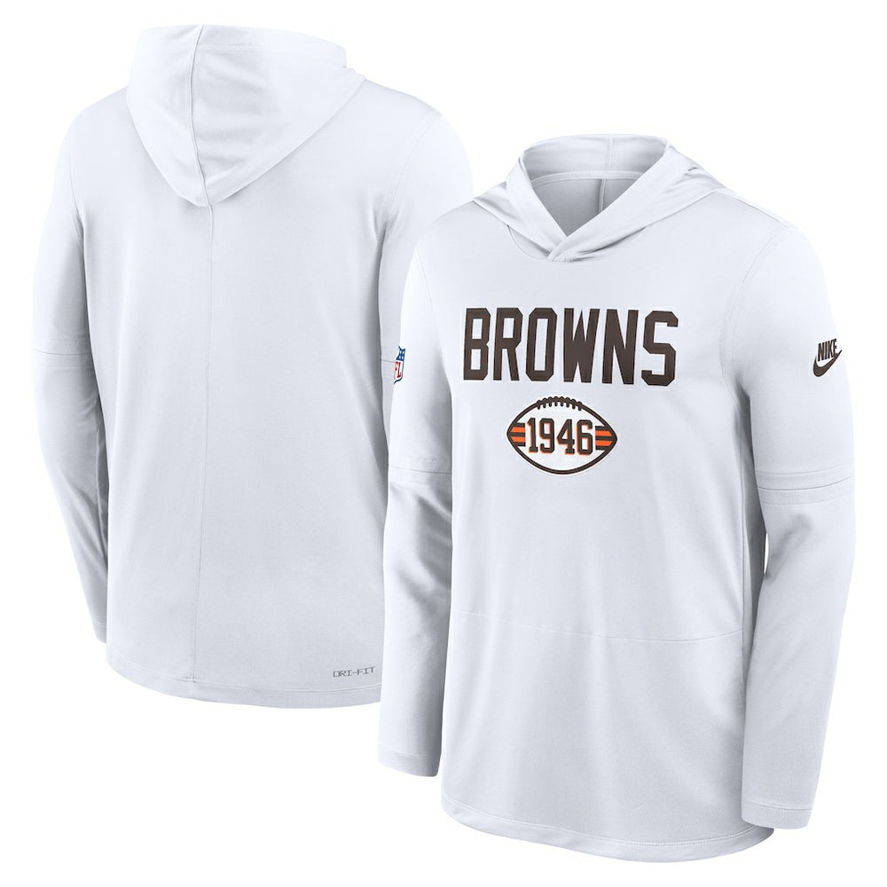 Cleveland Browns Sideline Pass Accuracy Dri-FIT Long Sleeve Hoodie T-Shirt - White online