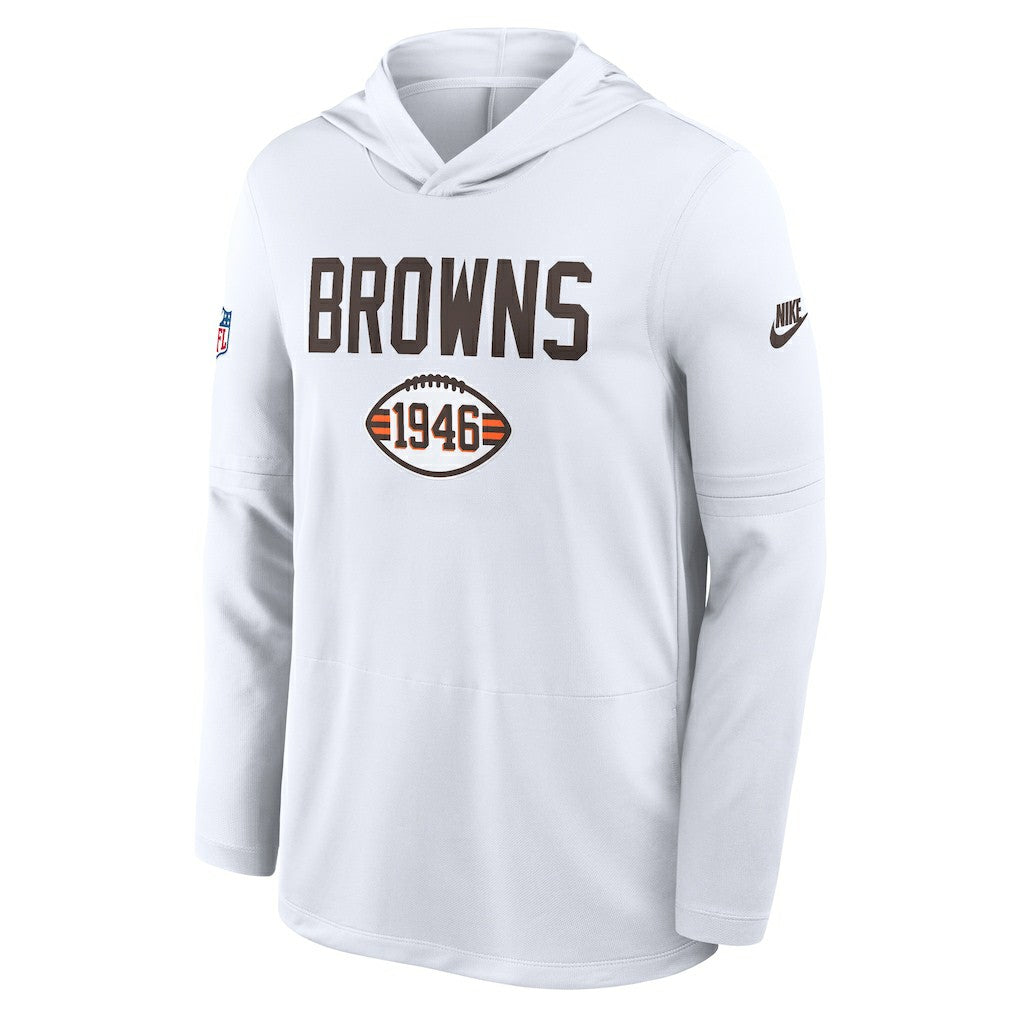 Cleveland Browns Sideline Pass Accuracy Dri-FIT Long Sleeve Hoodie T-Shirt - White online