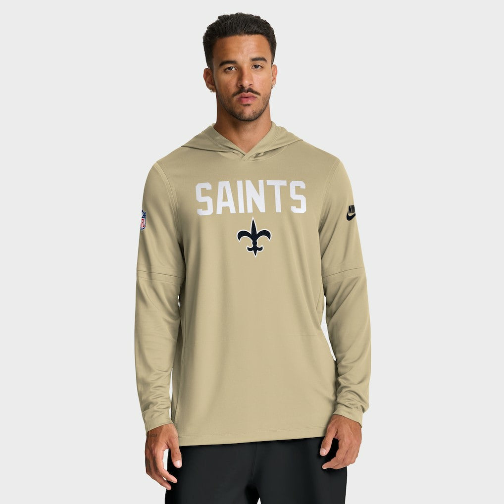 New Orleans Saints Sideline Pass Accuracy Dri-FIT Long Sleeve Hoodie T-Shirt - Gold outlet