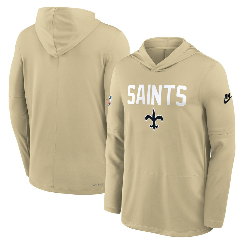 New Orleans Saints Sideline Pass Accuracy Dri-FIT Long Sleeve Hoodie T-Shirt - Gold outlet
