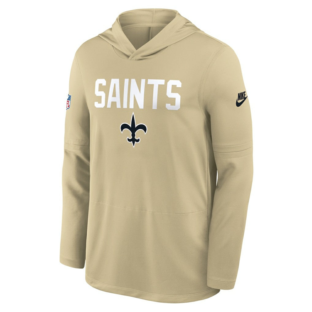 New Orleans Saints Sideline Pass Accuracy Dri-FIT Long Sleeve Hoodie T-Shirt - Gold outlet