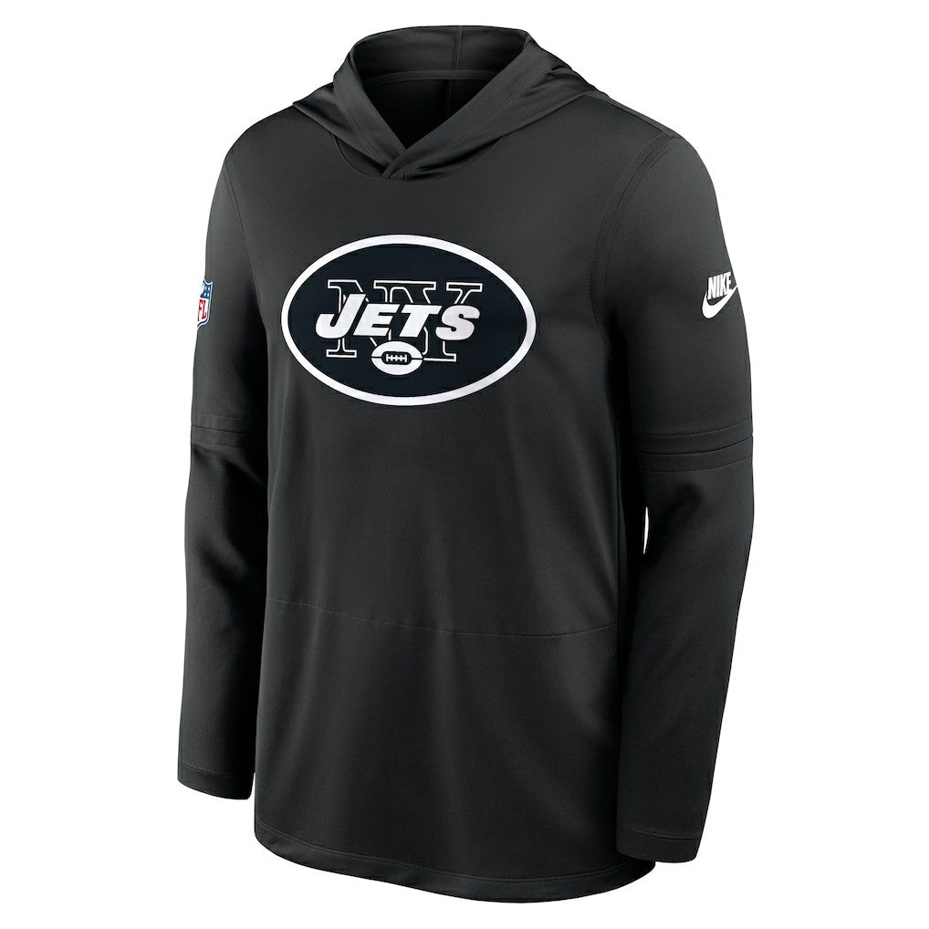New York Jets Sideline Pass Accuracy Dri-FIT Long Sleeve Hoodie T-Shirt - Black cheap