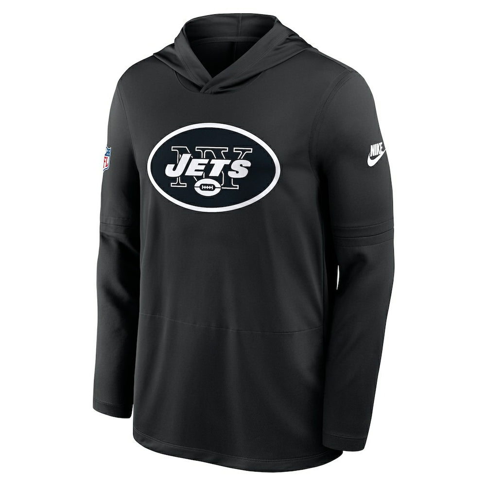 New York Jets Sideline Pass Accuracy Dri-FIT Long Sleeve Hoodie T-Shirt - Black cheap