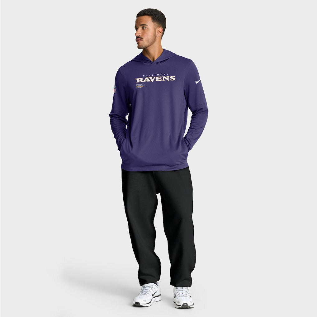 Baltimore Ravens Sideline Pure Fury Performance Long Sleeve Hoodie T-Shirt - Purple outlet