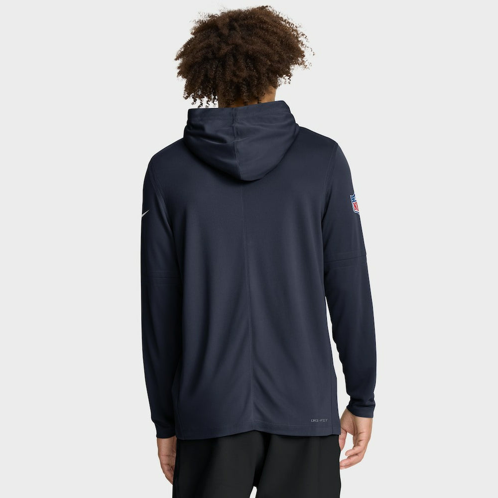 Chicago Bears Sideline Pure Fury Performance Long Sleeve Hoodie T-Shirt - Navy discount