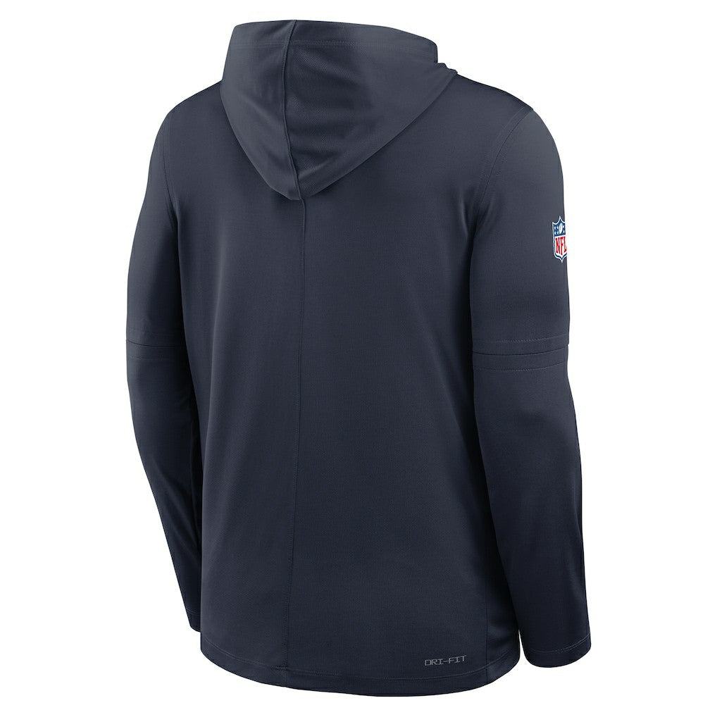 Chicago Bears Sideline Pure Fury Performance Long Sleeve Hoodie T-Shirt - Navy discount