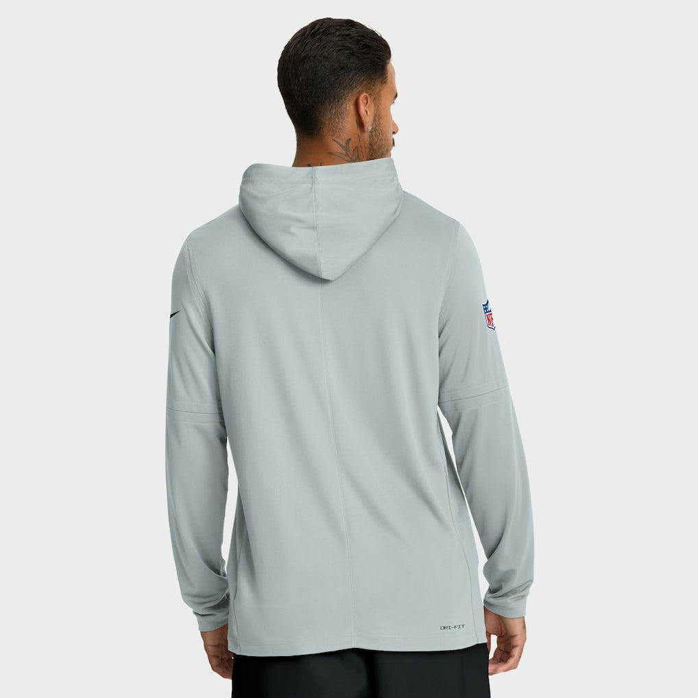 Las Vegas Raiders Sideline Pure Fury Performance Long Sleeve Hoodie T-Shirt - Silver for sale