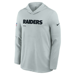 Las Vegas Raiders Sideline Pure Fury Performance Long Sleeve Hoodie T-Shirt - Silver for sale