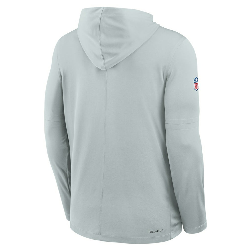 Las Vegas Raiders Sideline Pure Fury Performance Long Sleeve Hoodie T-Shirt - Silver for sale