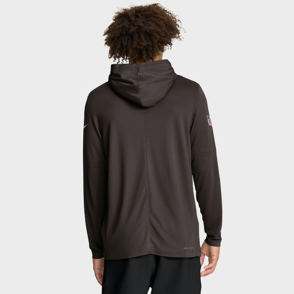 Cleveland Browns Sideline Pure Fury Performance Long Sleeve Hoodie T-Shirt - Brown for sale