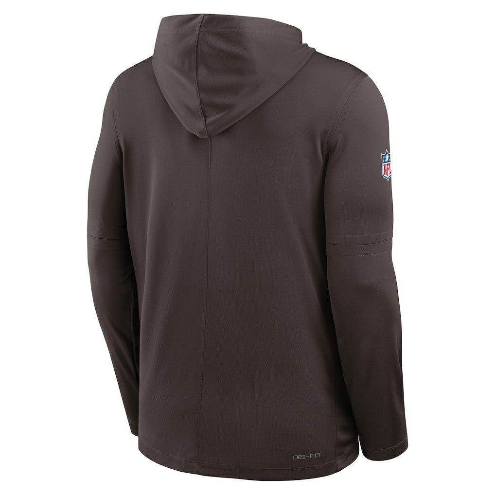 Cleveland Browns Sideline Pure Fury Performance Long Sleeve Hoodie T-Shirt - Brown for sale