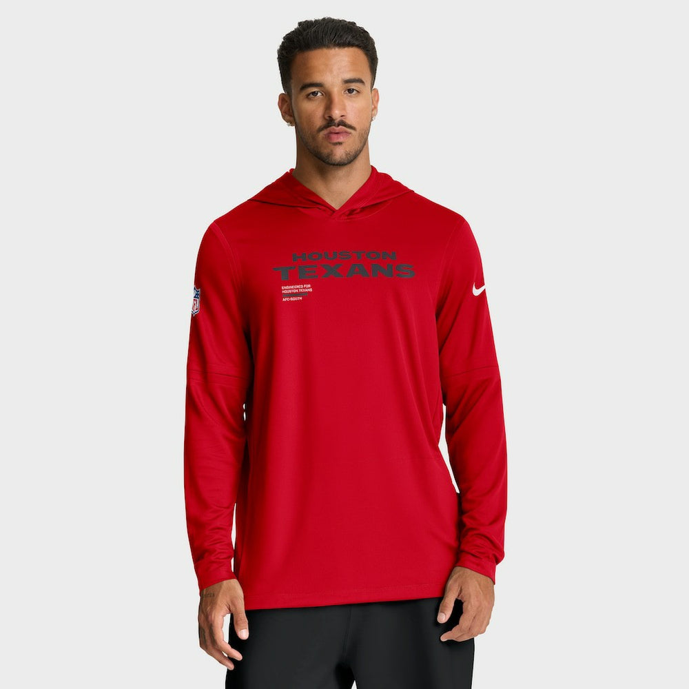 Houston Texans Sideline Pure Fury Performance Long Sleeve Hoodie T-Shirt - Red discount
