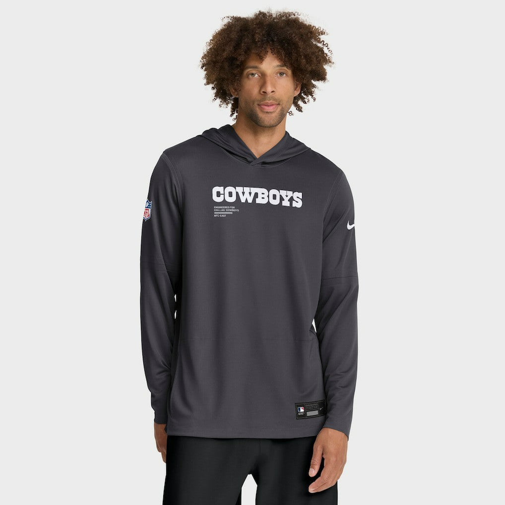 Dallas Cowboys Sideline Pure Fury Performance Long Sleeve Hoodie T-Shirt - Anthracite outlet