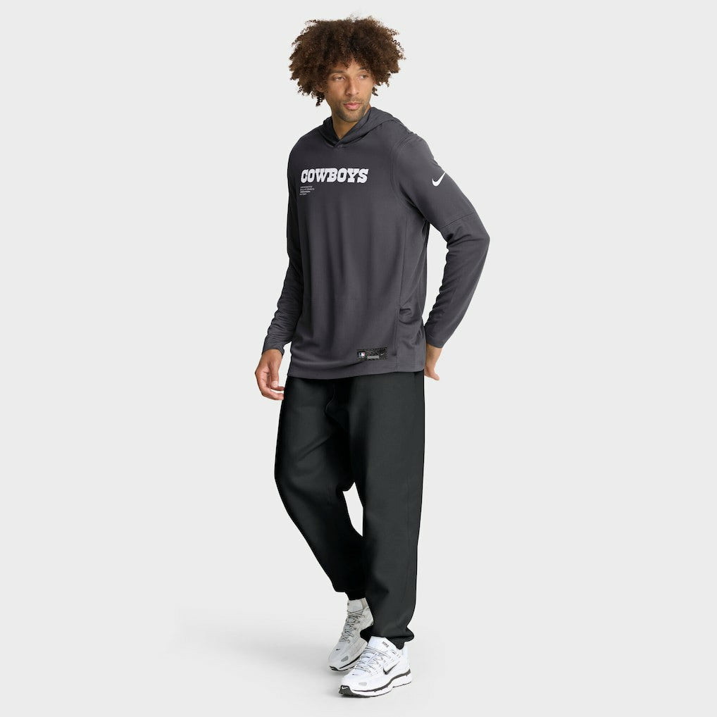 Dallas Cowboys Sideline Pure Fury Performance Long Sleeve Hoodie T-Shirt - Anthracite outlet