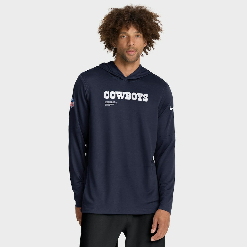 Dallas Cowboys Sideline Pure Fury Performance Long Sleeve Hoodie T-Shirt - Navy discount