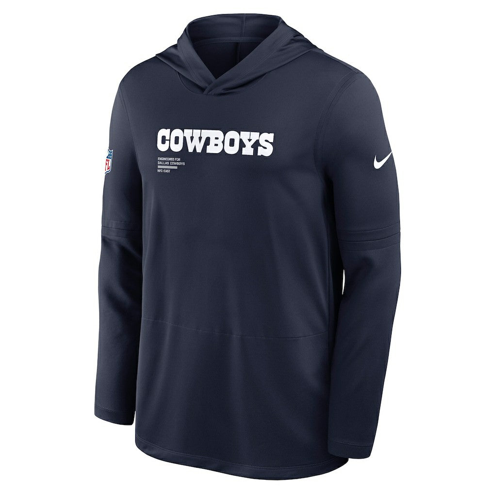 Dallas Cowboys Sideline Pure Fury Performance Long Sleeve Hoodie T-Shirt - Navy discount