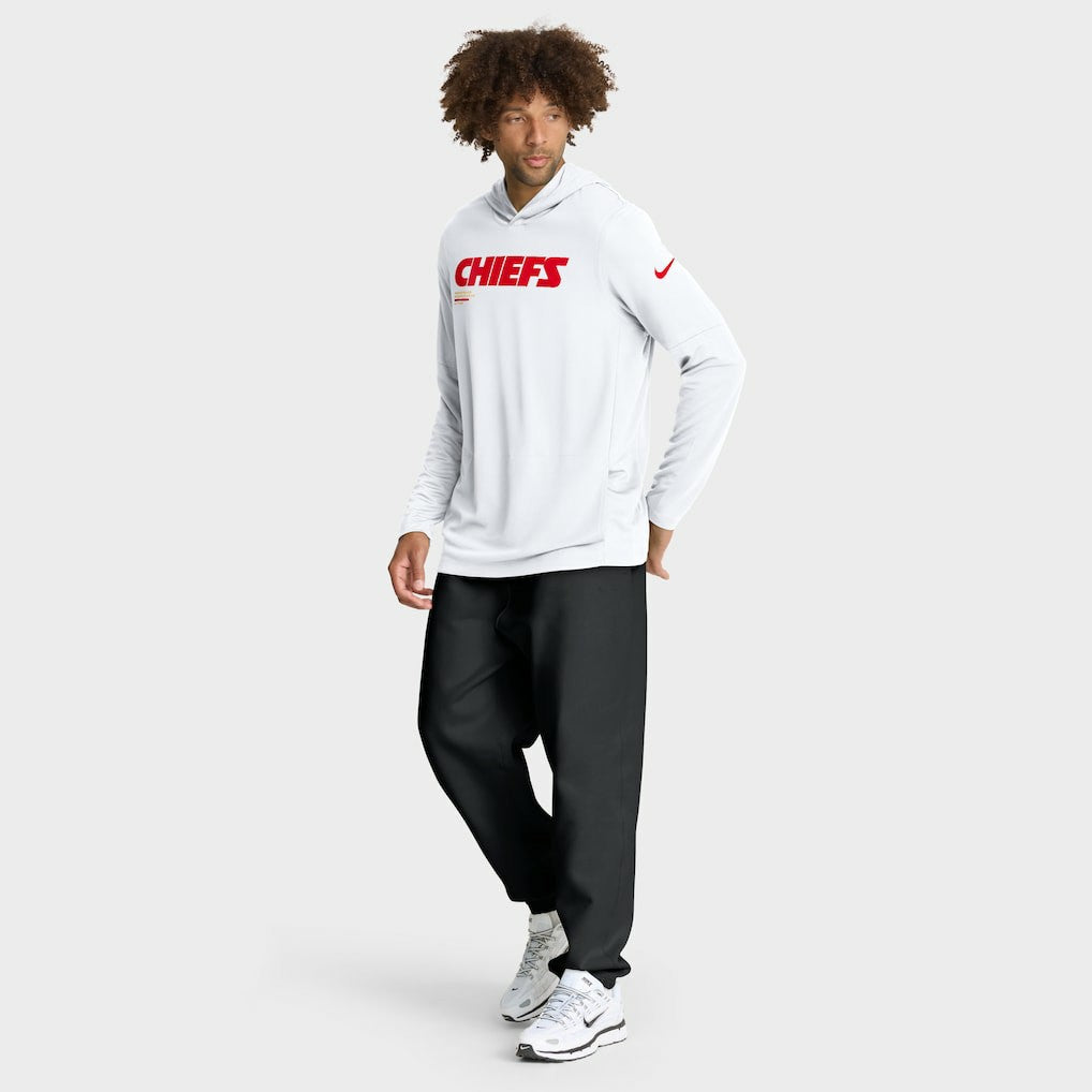 Kansas City Chiefs Sideline Pure Fury Performance Long Sleeve Hoodie T-Shirt - White sale