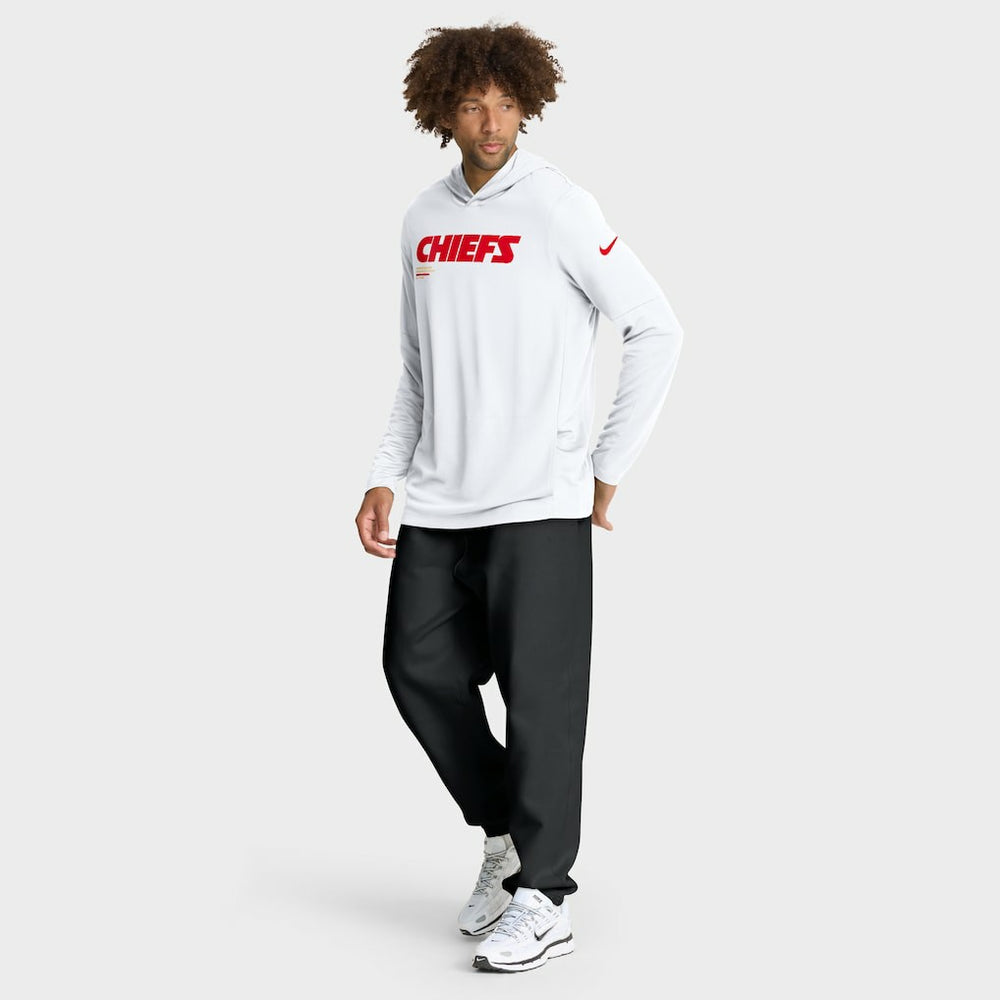 Kansas City Chiefs Sideline Pure Fury Performance Long Sleeve Hoodie T-Shirt - White sale