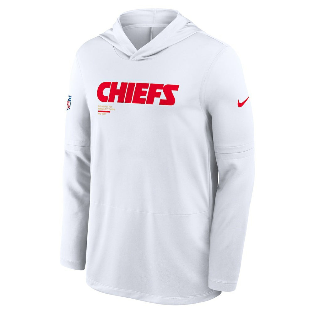 Kansas City Chiefs Sideline Pure Fury Performance Long Sleeve Hoodie T-Shirt - White sale