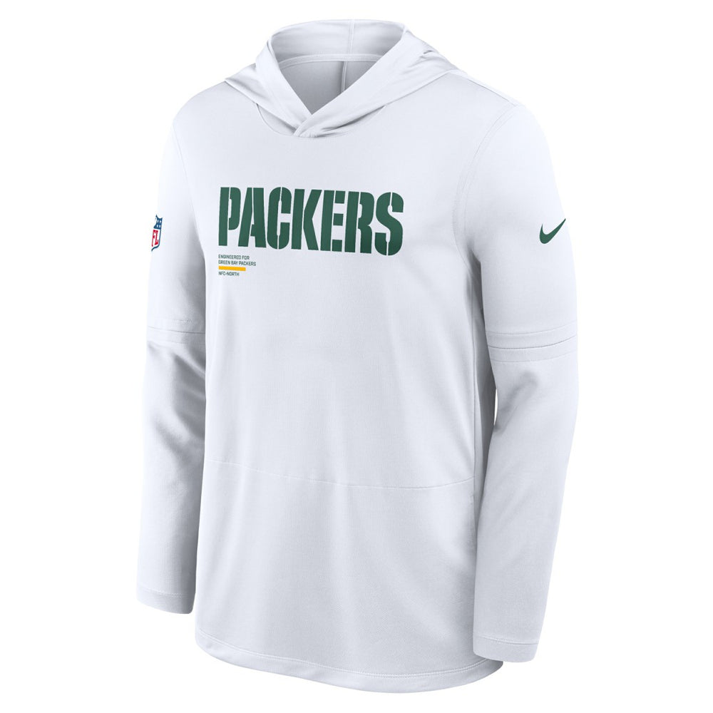 Green Bay Packers Sideline Pure Fury Performance Long Sleeve Hoodie T-Shirt - White on sale