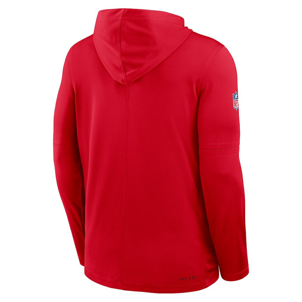 Kansas City Chiefs Sideline Pure Fury Performance Long Sleeve Hoodie T-Shirt - Red on sale