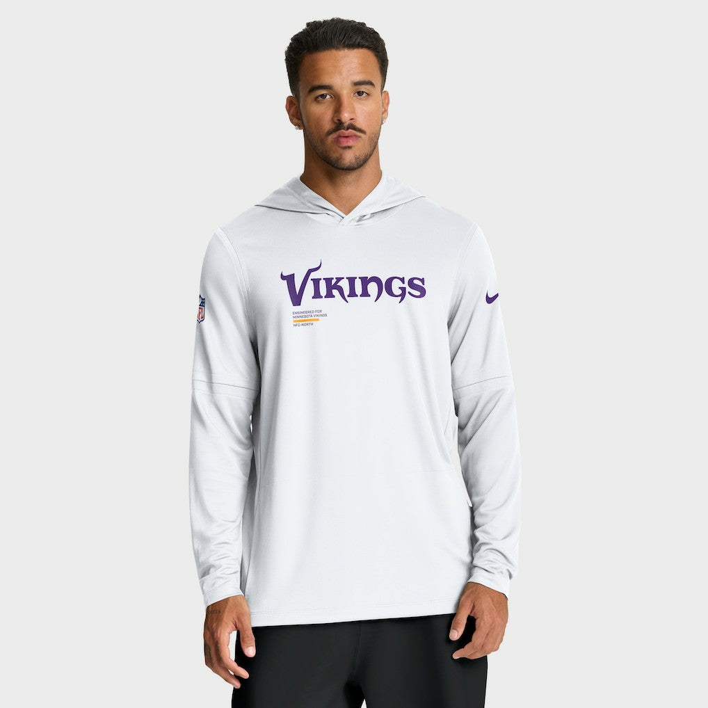 Minnesota Vikings Sideline Pure Fury Performance Long Sleeve Hoodie T-Shirt - White for sale