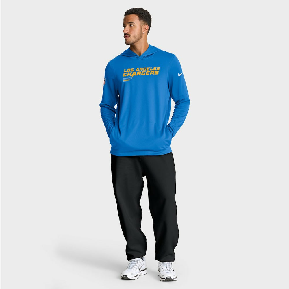 Los Angeles Chargers Sideline Pure Fury Performance Long Sleeve Hoodie T-Shirt - Powder Blue sale