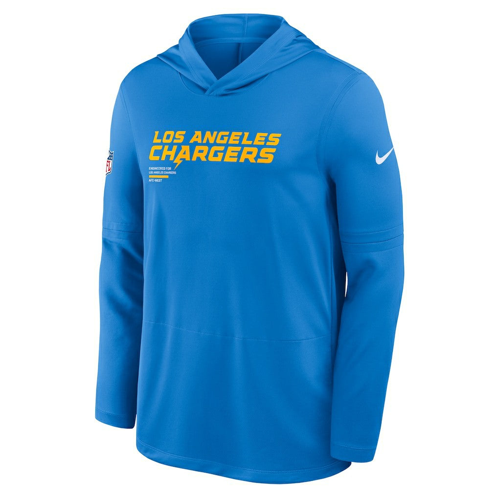 Los Angeles Chargers Sideline Pure Fury Performance Long Sleeve Hoodie T-Shirt - Powder Blue sale