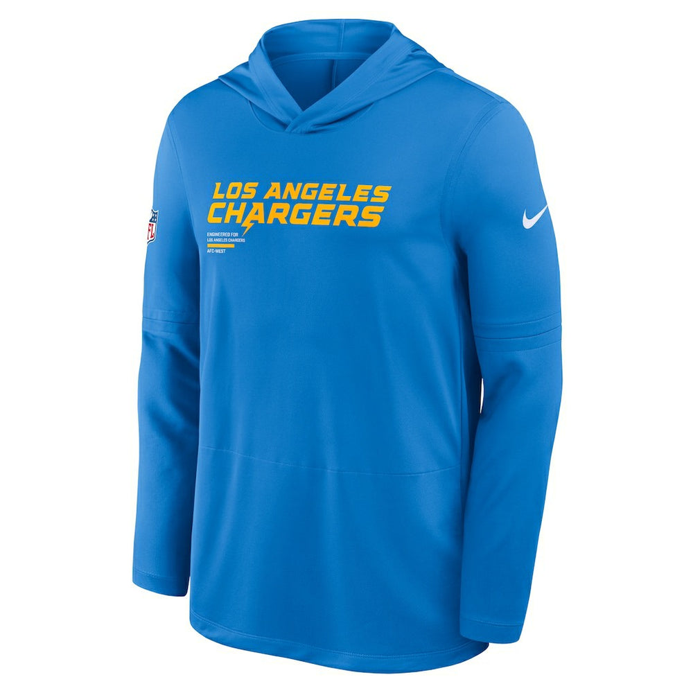 Los Angeles Chargers Sideline Pure Fury Performance Long Sleeve Hoodie T-Shirt - Powder Blue sale