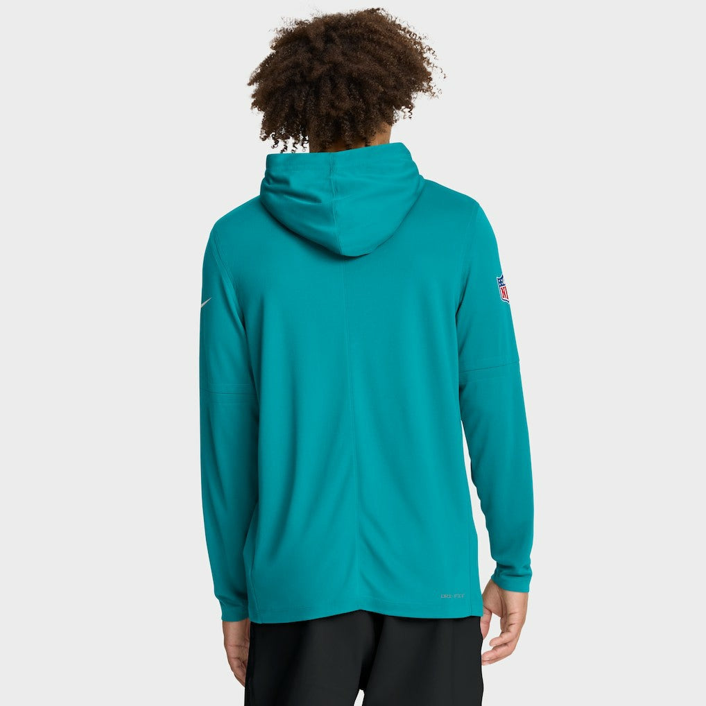 Miami Dolphins Sideline Pure Fury Performance Long Sleeve Hoodie T-Shirt - Aqua sale