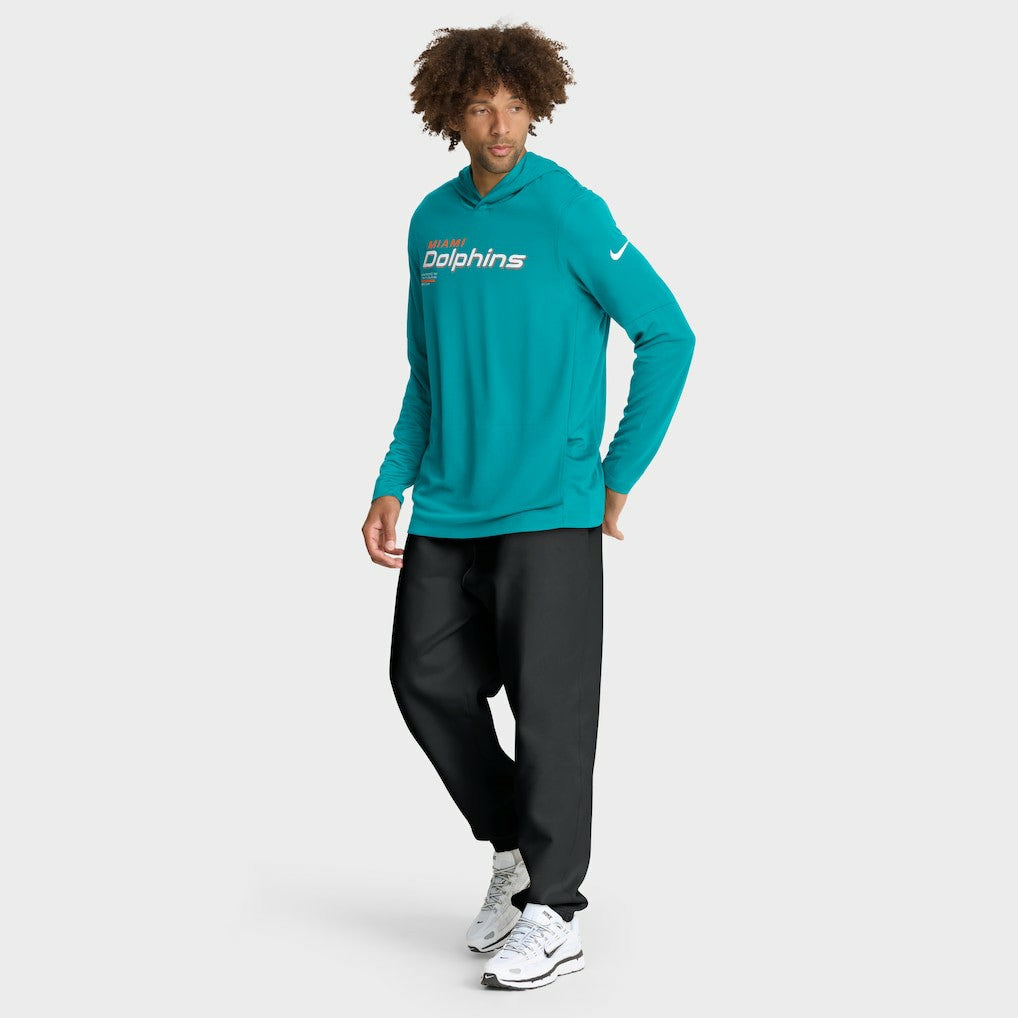 Miami Dolphins Sideline Pure Fury Performance Long Sleeve Hoodie T-Shirt - Aqua sale