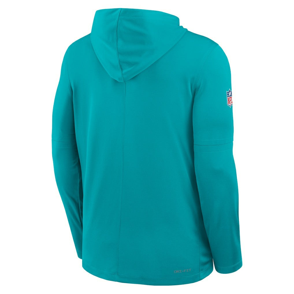 Miami Dolphins Sideline Pure Fury Performance Long Sleeve Hoodie T-Shirt - Aqua sale