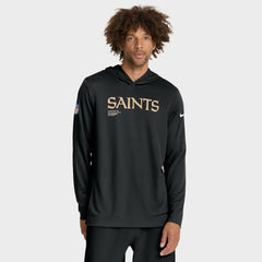 New Orleans Saints Sideline Pure Fury Performance Long Sleeve Hoodie T-Shirt - Black discount