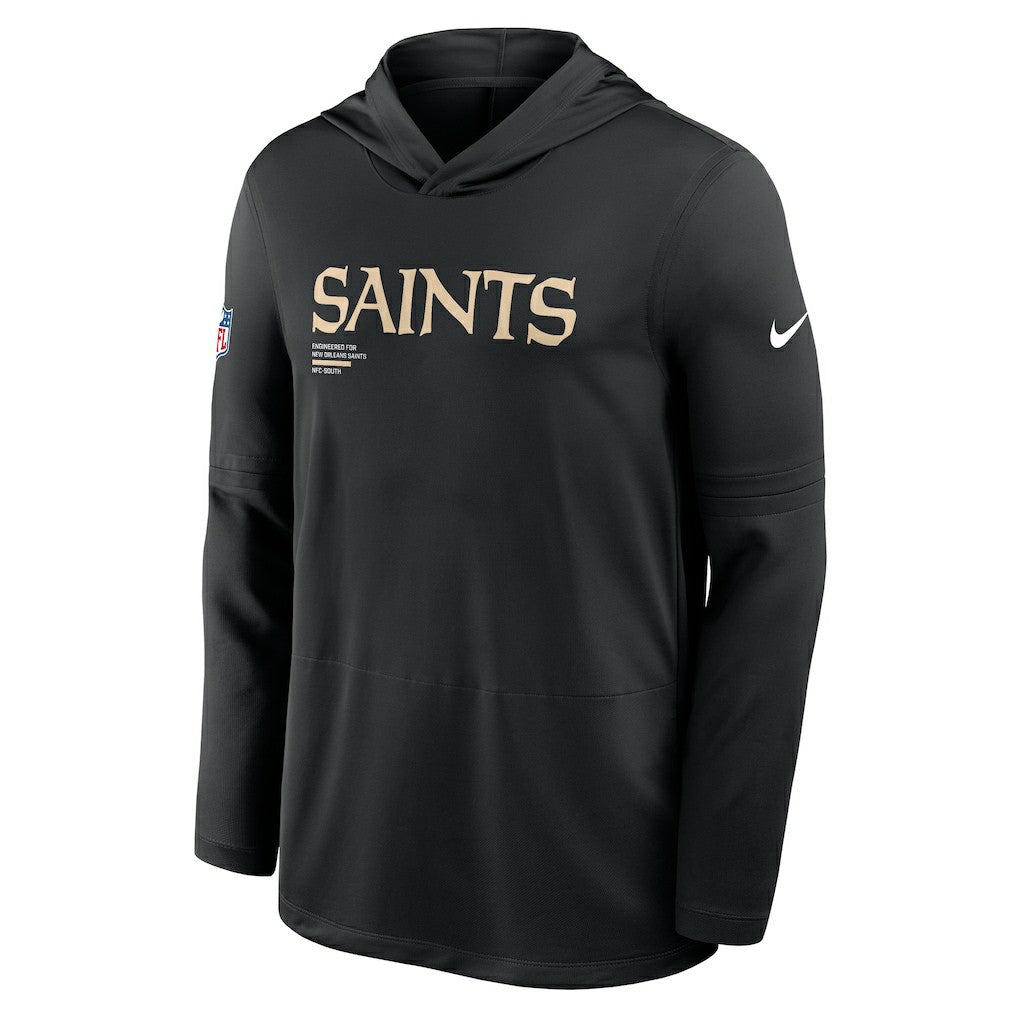New Orleans Saints Sideline Pure Fury Performance Long Sleeve Hoodie T-Shirt - Black discount