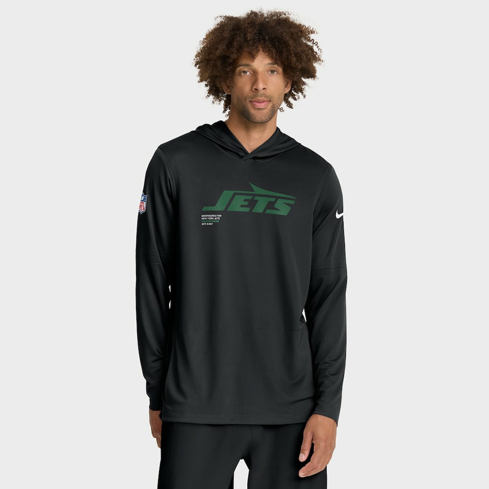 New York Jets Sideline Pure Fury Performance Long Sleeve Hoodie T-Shirt - Black sale