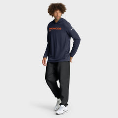 Denver Broncos Sideline Pure Fury Performance Long Sleeve Hoodie T-Shirt - Navy online