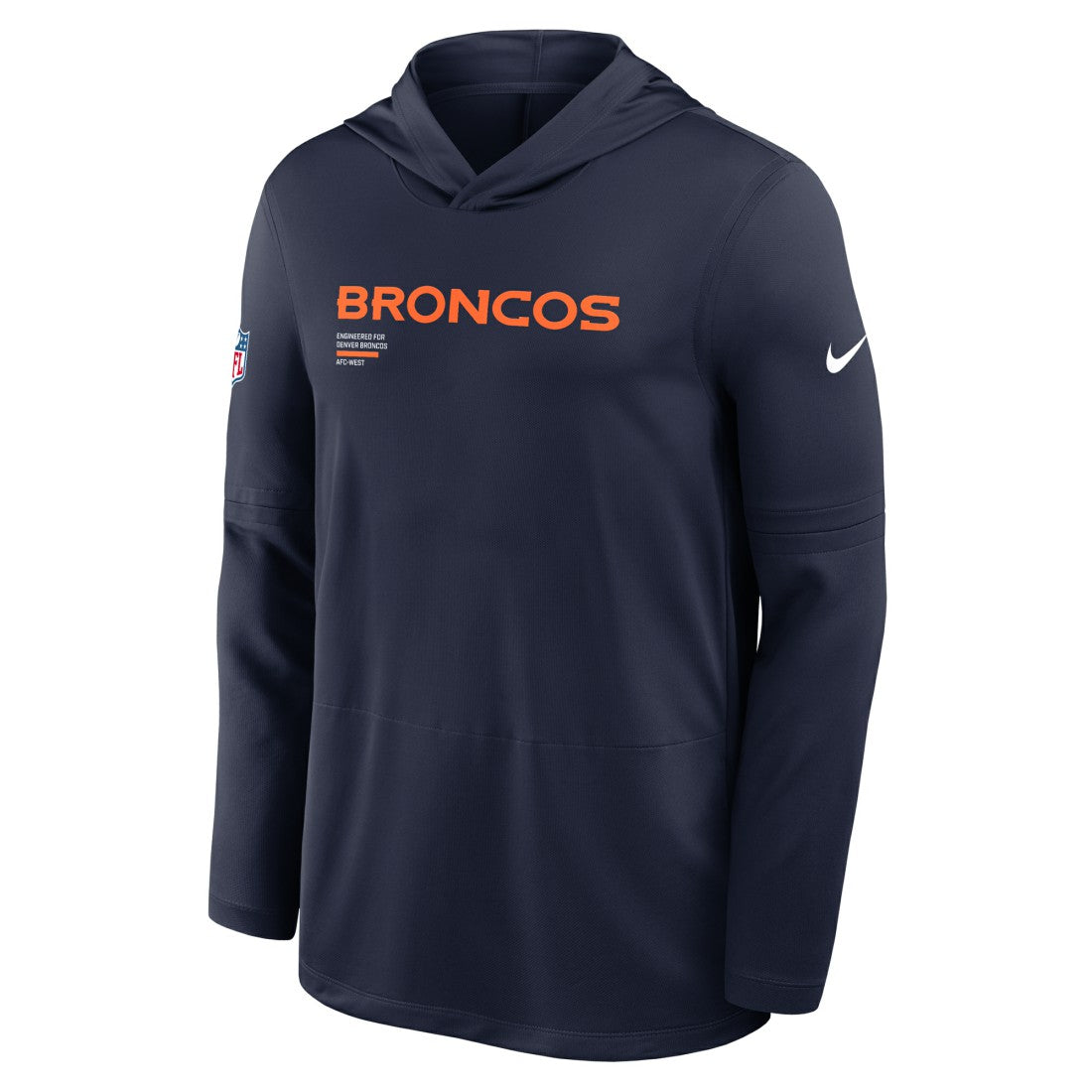 Denver Broncos Sideline Pure Fury Performance Long Sleeve Hoodie T-Shirt - Navy online